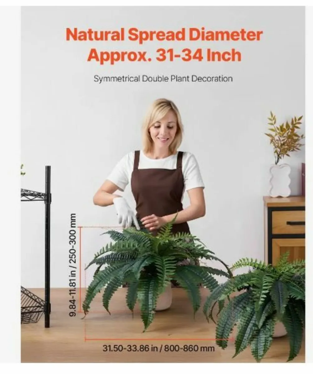 2Pcs Artificial Boston Ferns Plastic - Image 3
