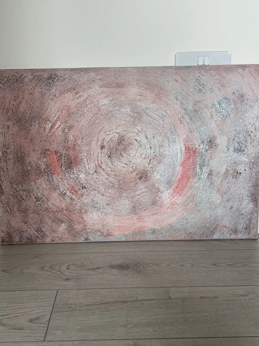 Pink and gray abstract painting - Image 1