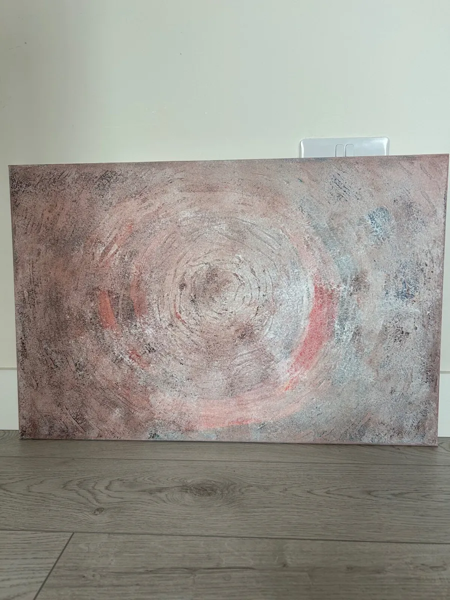 Pink and gray abstract painting - Image 3