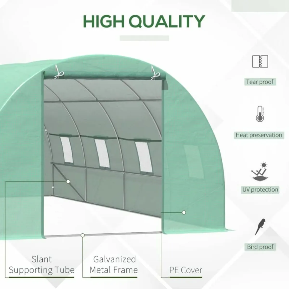 6 x 3 x 2m Walk-in Outdoor Garden Greenhouse Polyt - Image 4