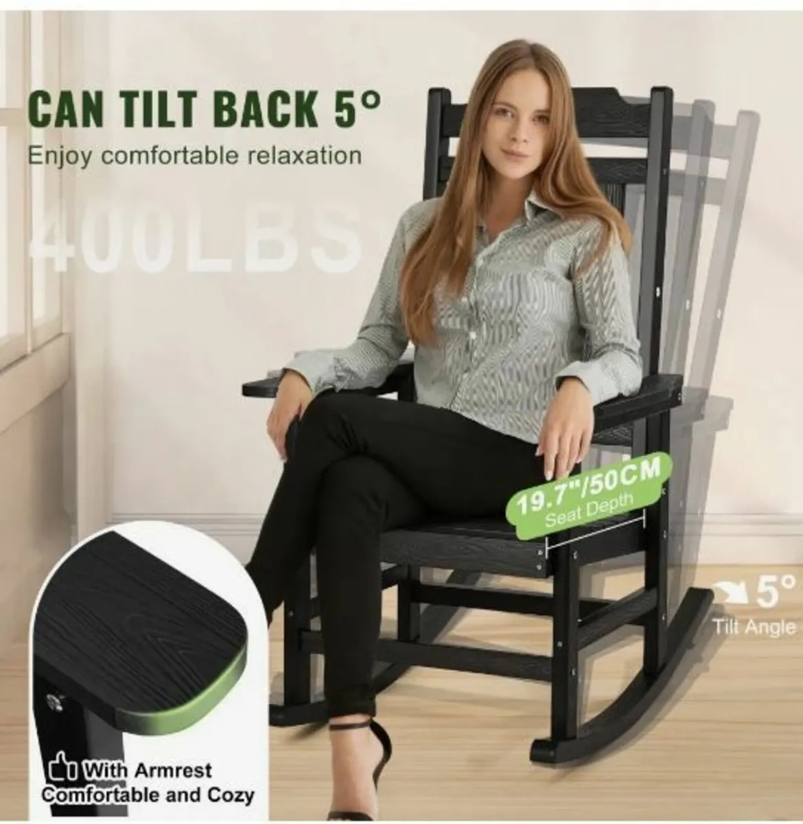 Porch Rocker HIPS Outdoor Rocking Chair - Image 3
