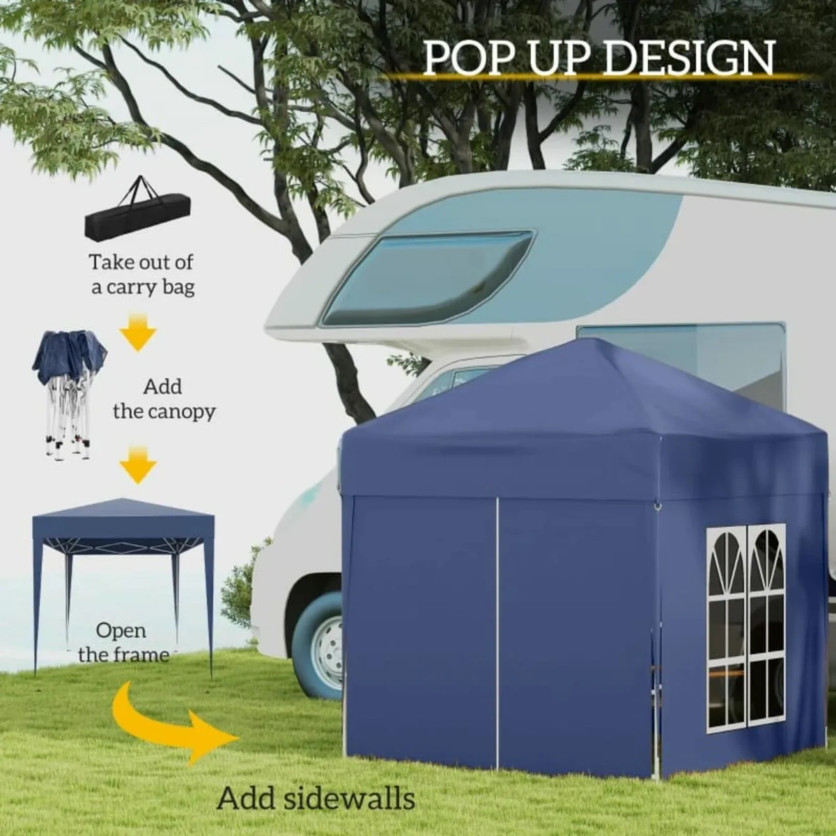 2 x 2 m Garden Pop Up Gazebo, Wedding Party Tent M - Image 4