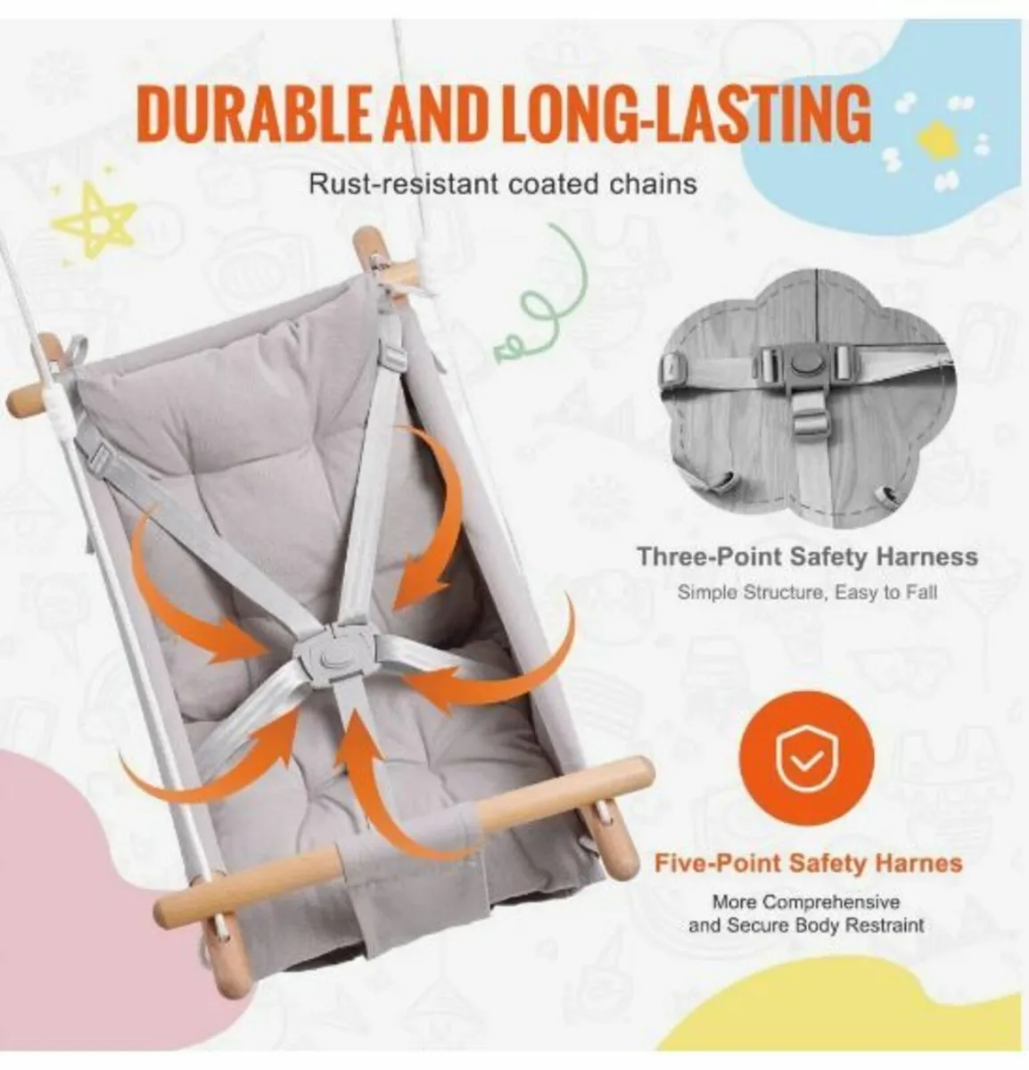 Canvas Hammock Swing 3 Modes Baby Swing - Image 3