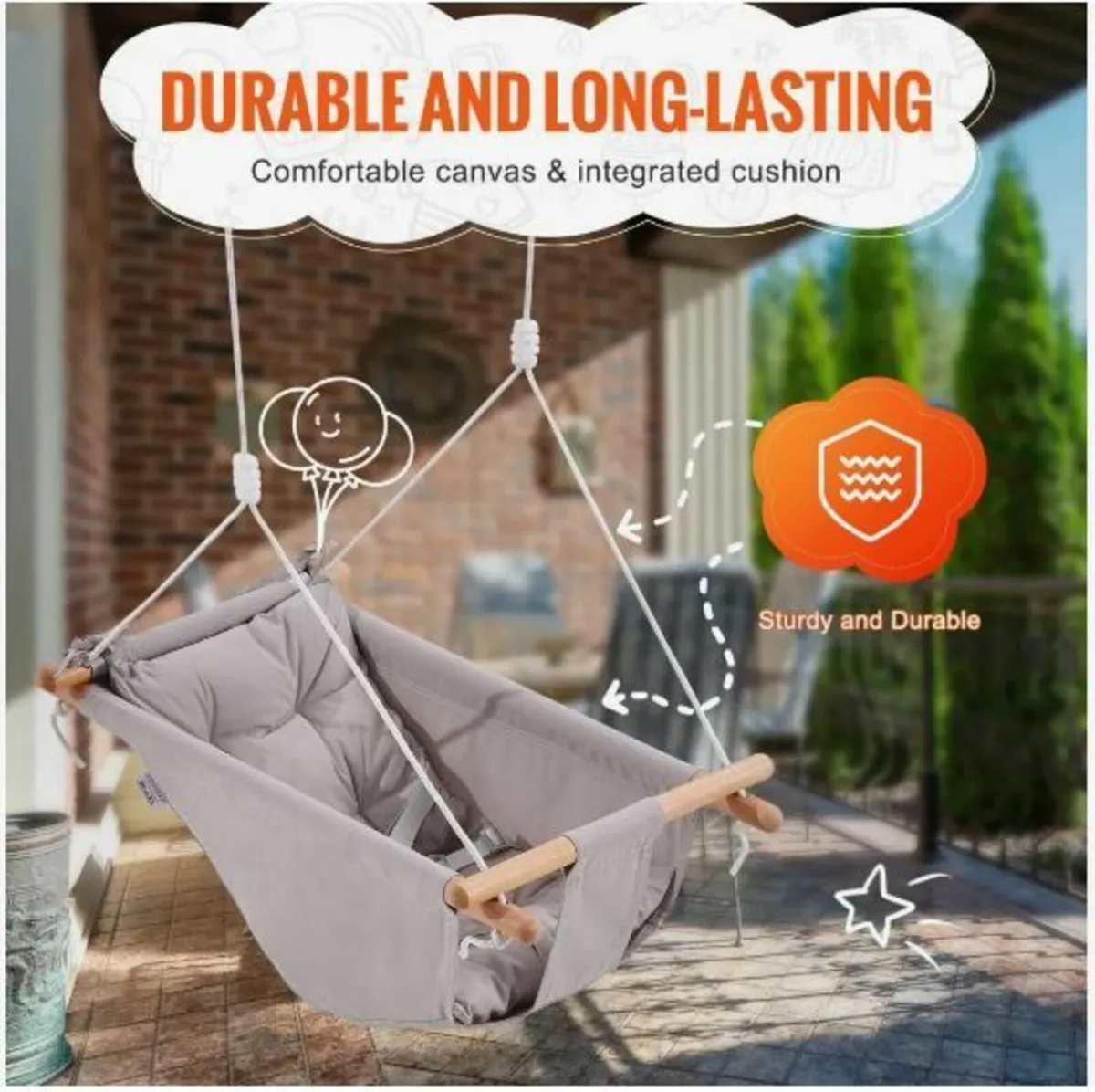 Canvas Hammock Swing 3 Modes Baby Swing - Image 4