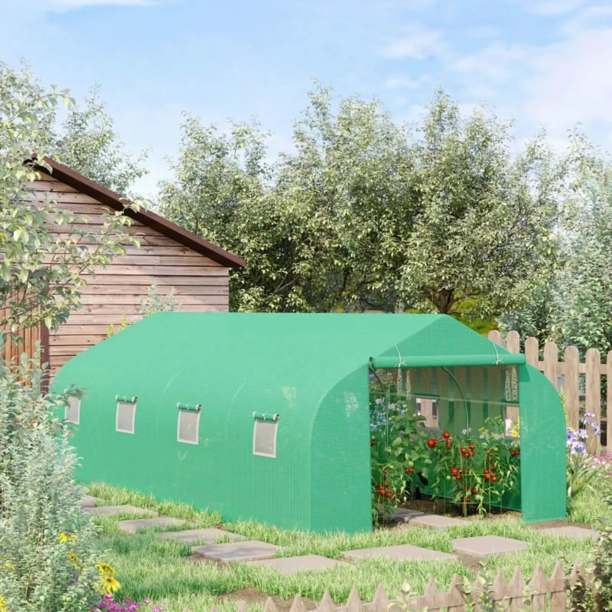 Polytunnel Greenhouse, 6Lx3Wx2H m-Green - Image 1