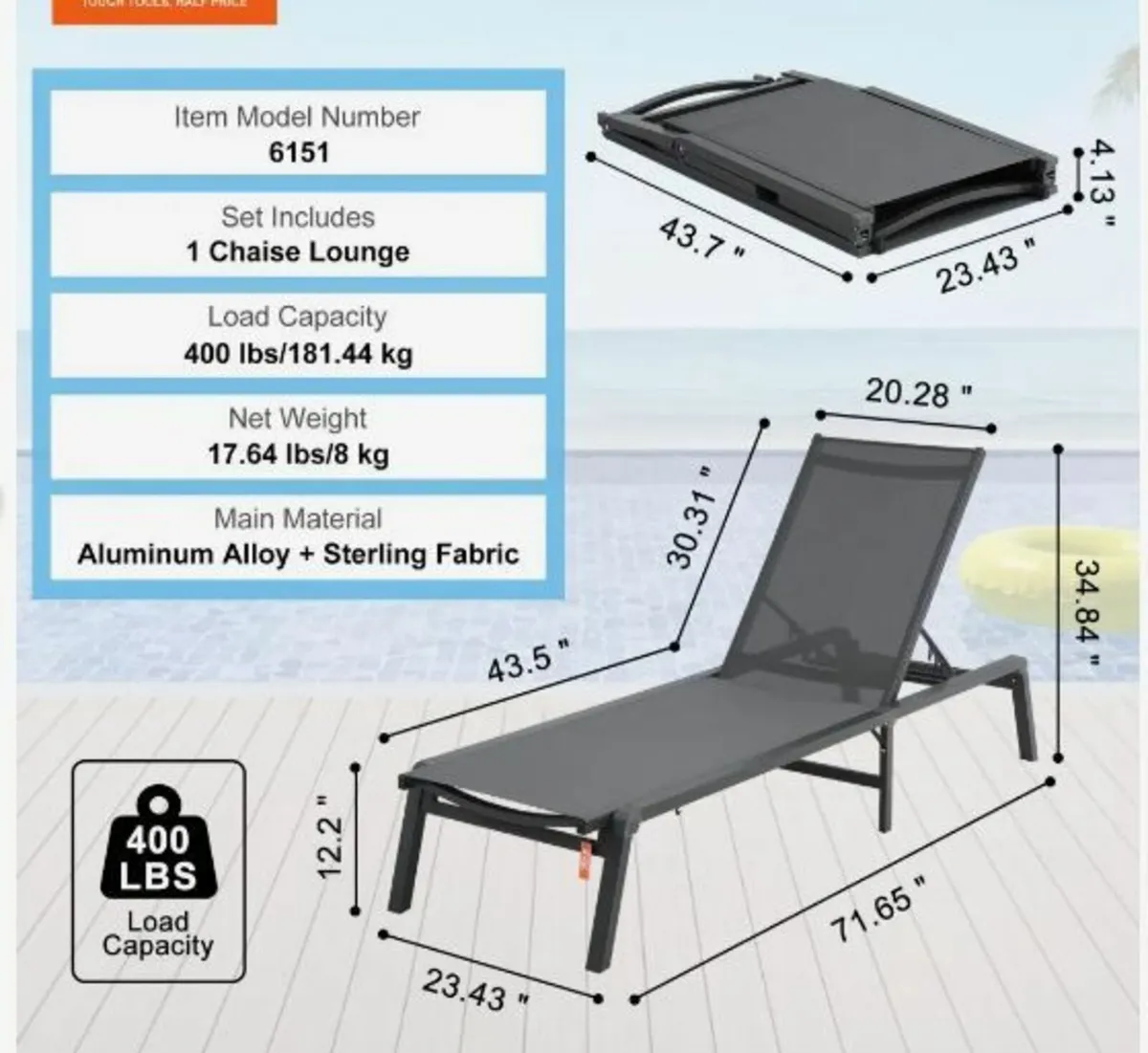 Chaise Lounge Chair Outdoor - Image 3