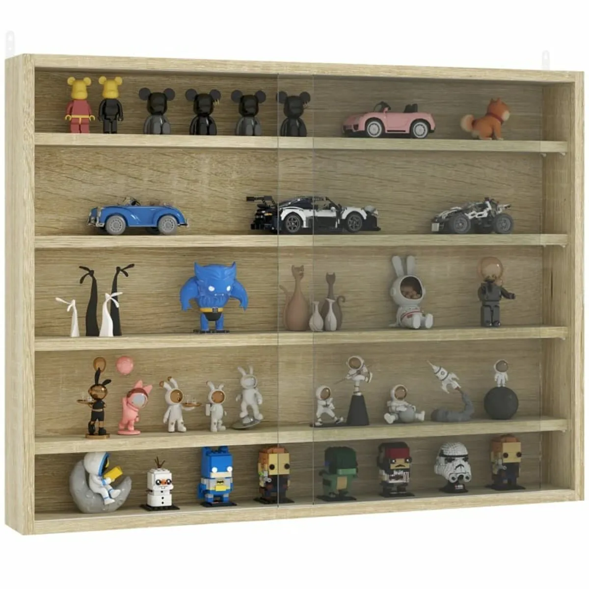 5-Tier Wall Display Shelf Unit Cabinet w/ 4 Adjust - Image 1