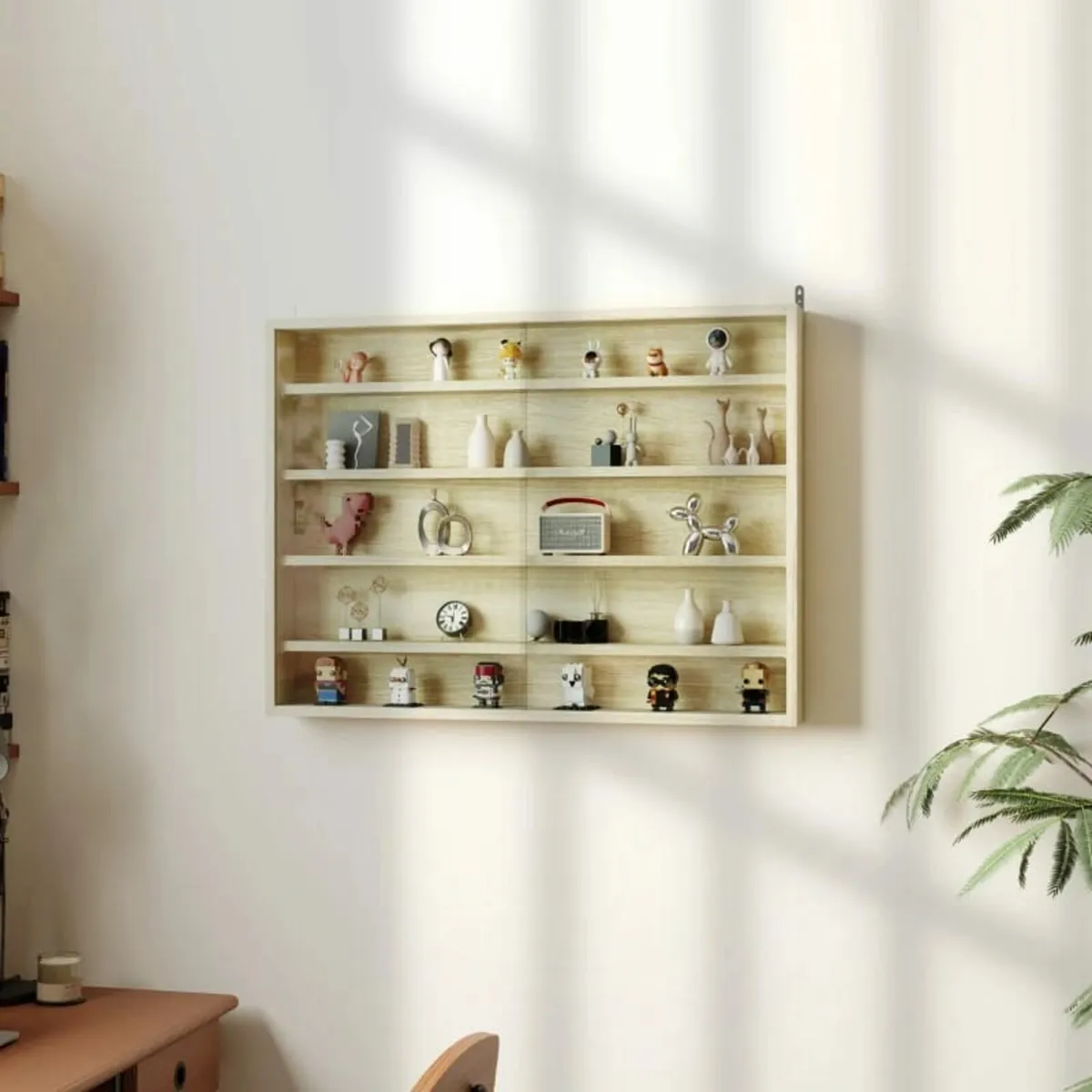 5-Tier Wall Display Shelf Unit Cabinet w/ 4 Adjust - Image 3