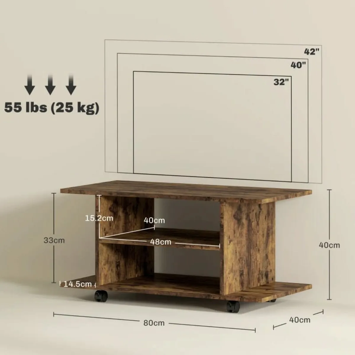 Modern TV Cabinet Stand Storage Shelves Table Mobi - Image 2