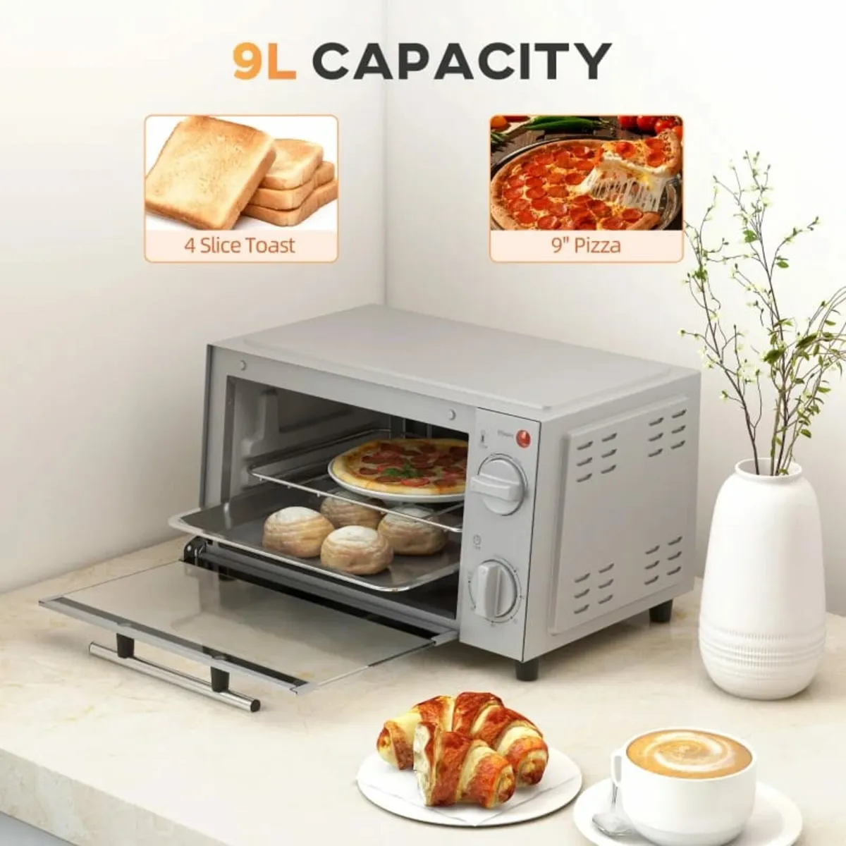 Mini Oven, 9L Countertop Electric Grill, Toaster O - Image 4