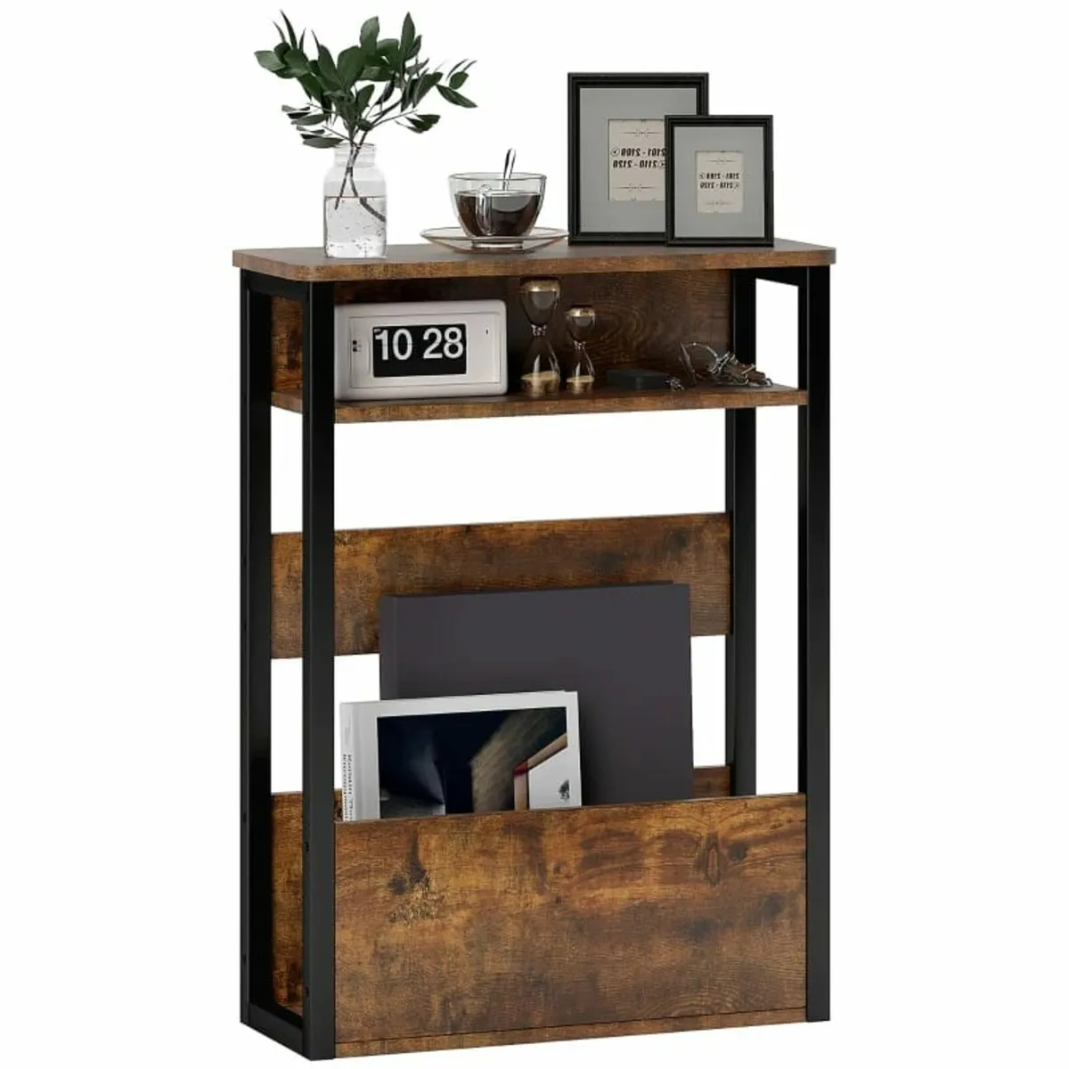 Industrial-Style Side Table - Black/Brown - Image 1