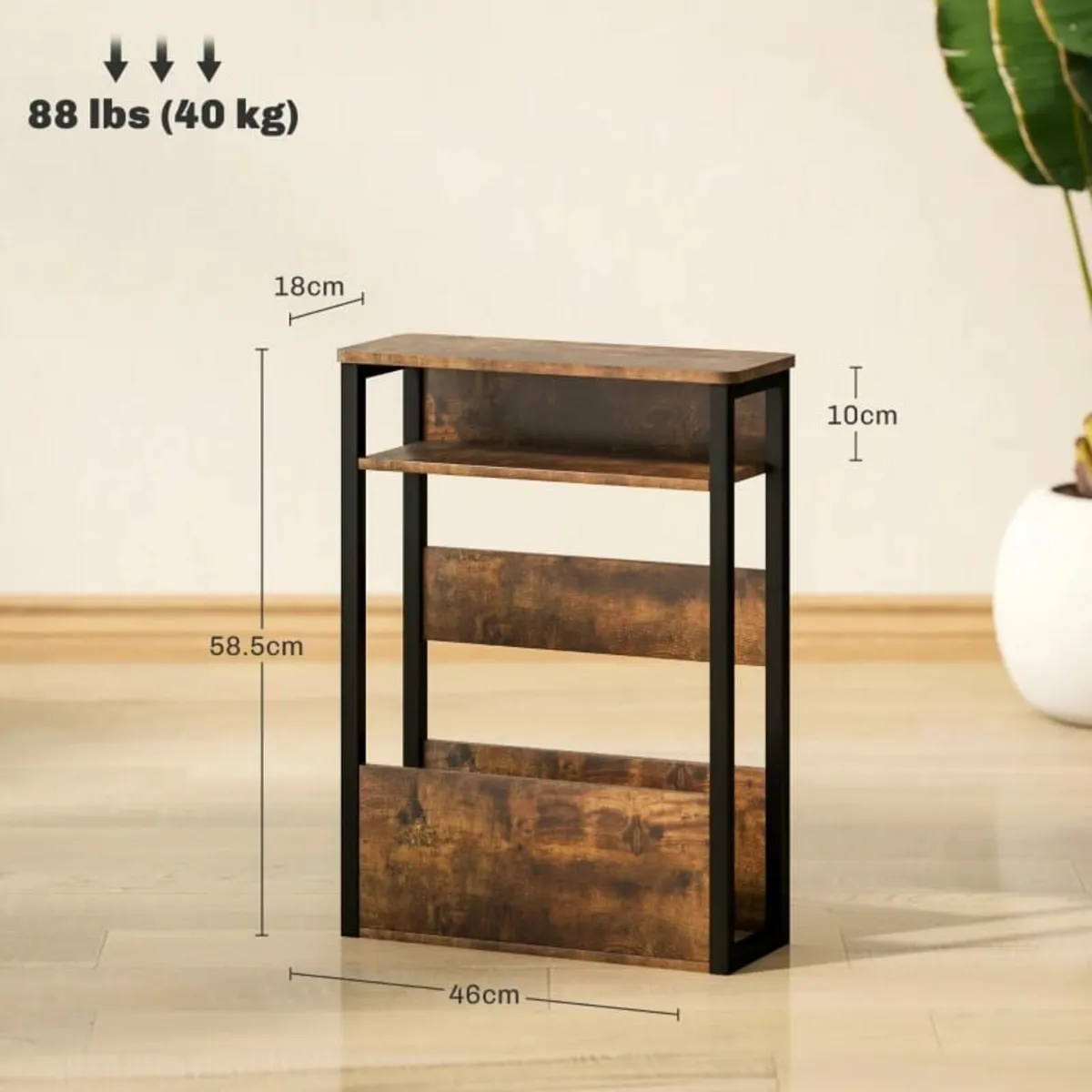 Industrial-Style Side Table - Black/Brown - Image 2