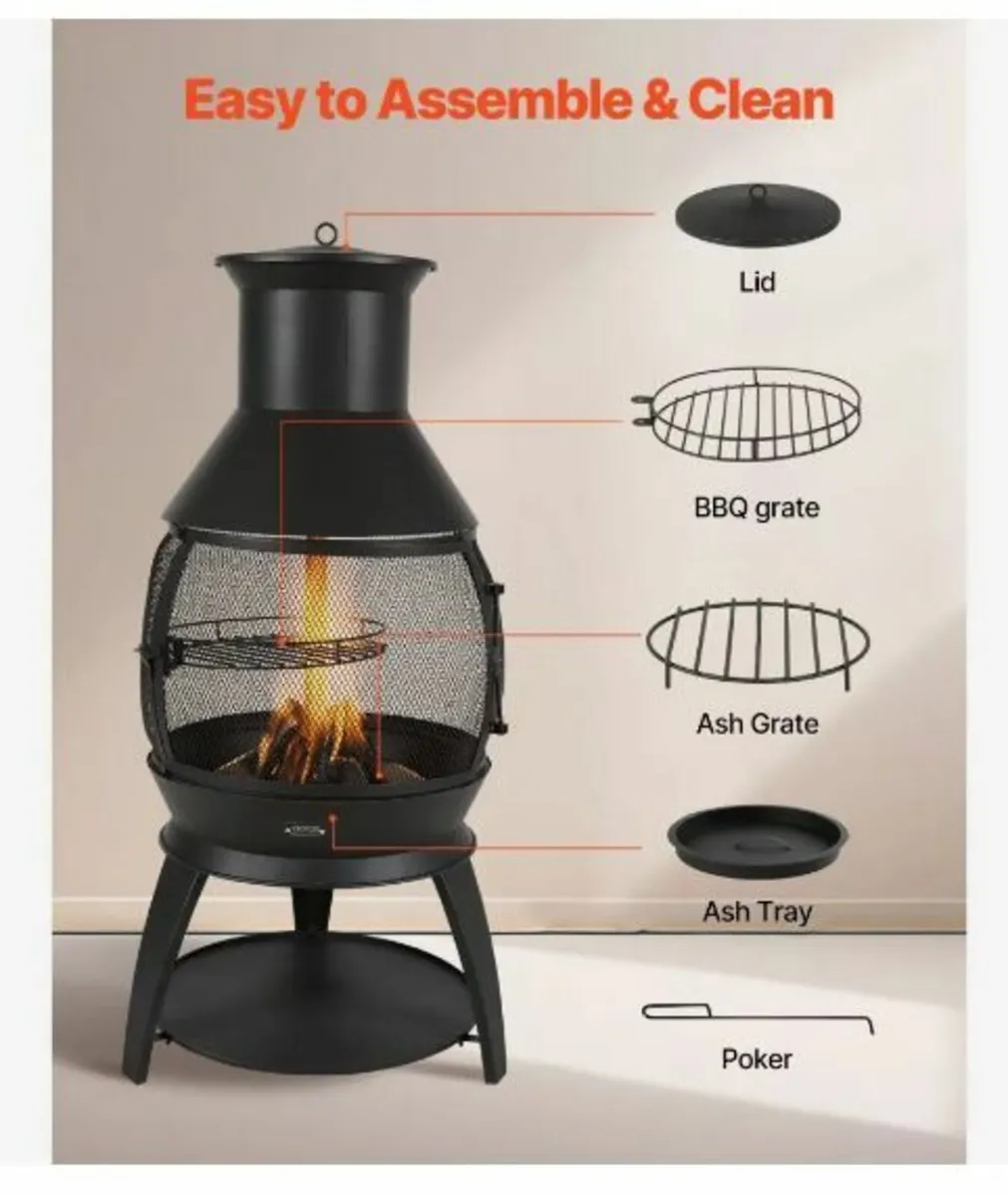 22 Inch Chiminea Outdoor Iron Fireplace - Image 1