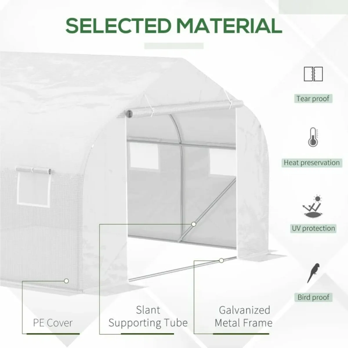 4.5x3x2m PE Mesh Cover Galvanized Metal Frame Walk - Image 2