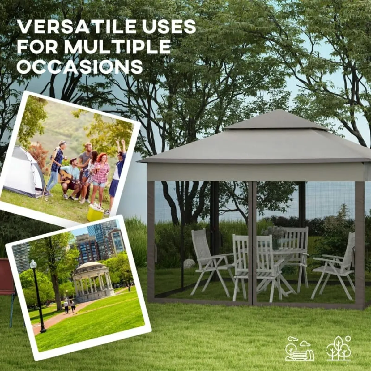 3.25 x 3.25m Deluxe Metal Gazebo, with Curtains - - Image 2