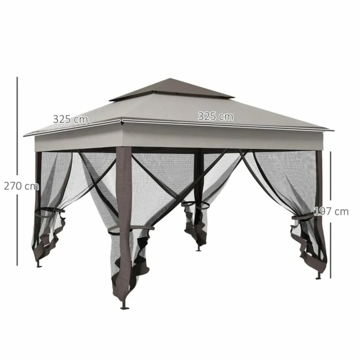 3.25 x 3.25m Deluxe Metal Gazebo, with Curtains - - Image 3