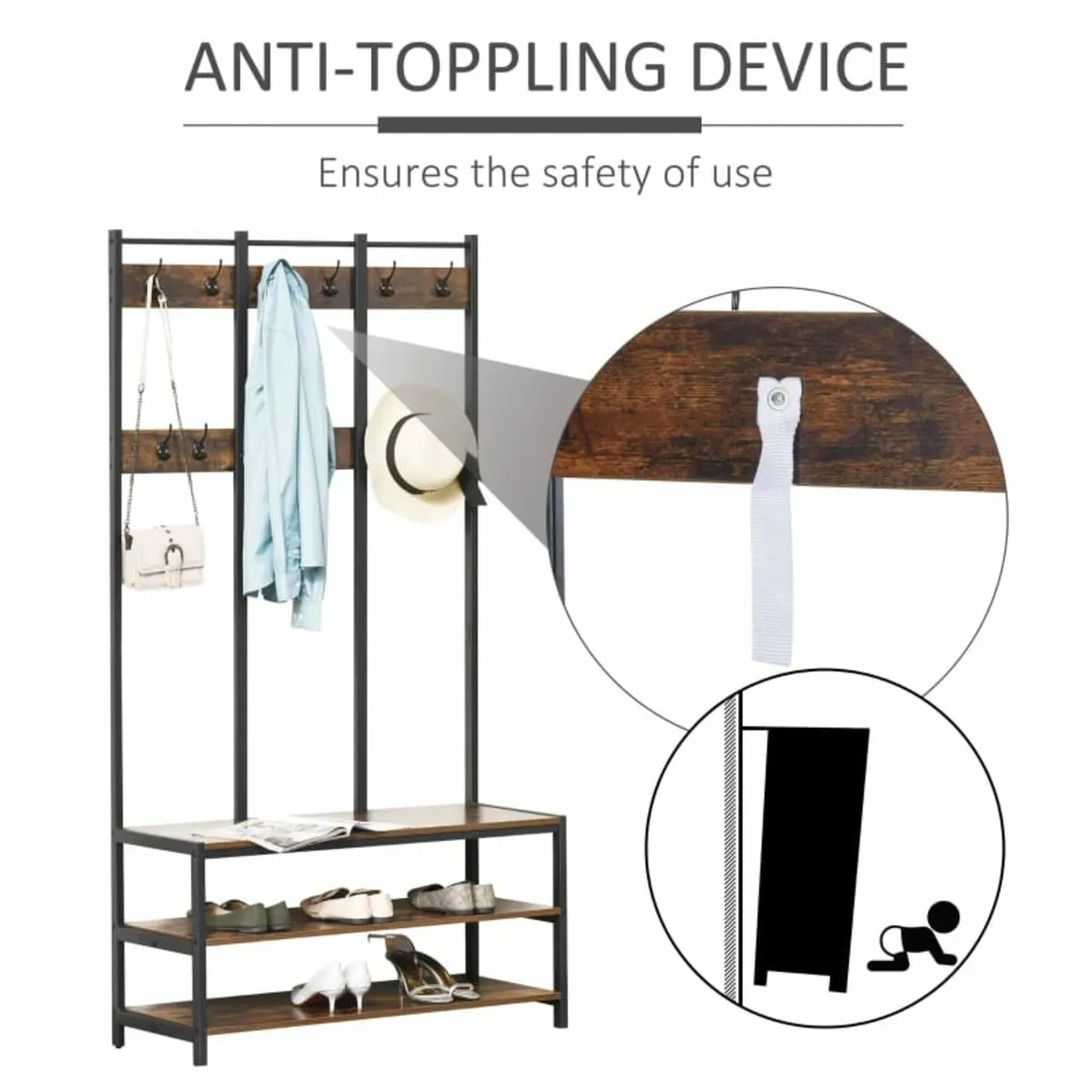 Coat Rack Stand, Free Standing Hall Tree, Coat Sta - Image 4