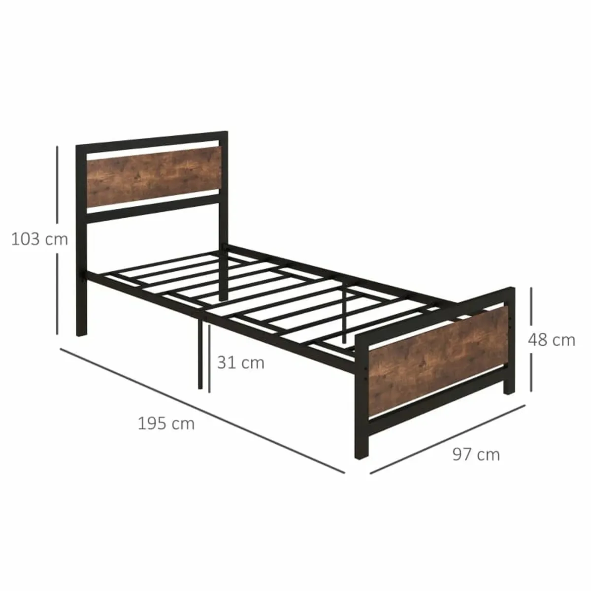 Single Size Metal Bed Frame with Headboard & Footb - Image 2