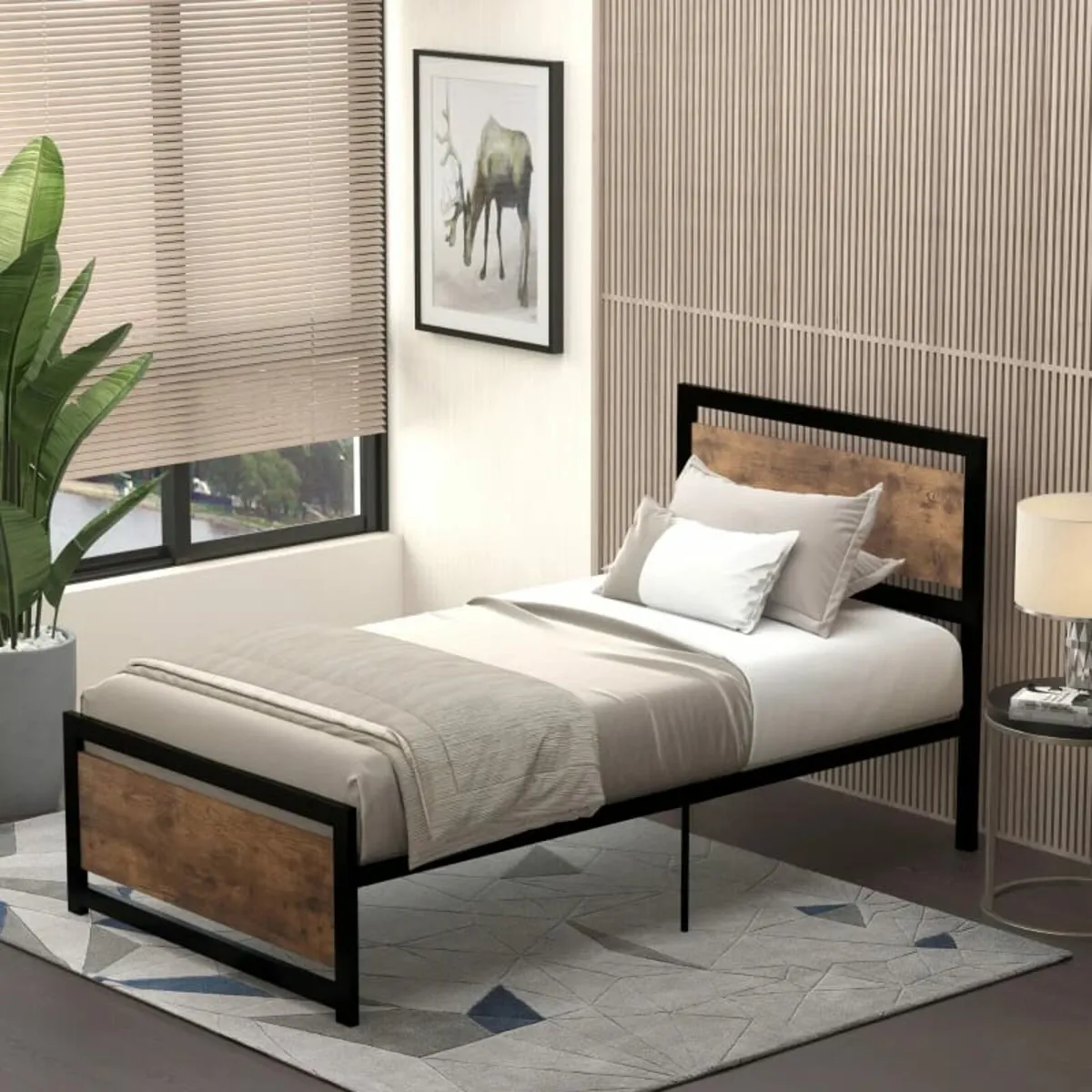 Single Size Metal Bed Frame with Headboard & Footb - Image 3