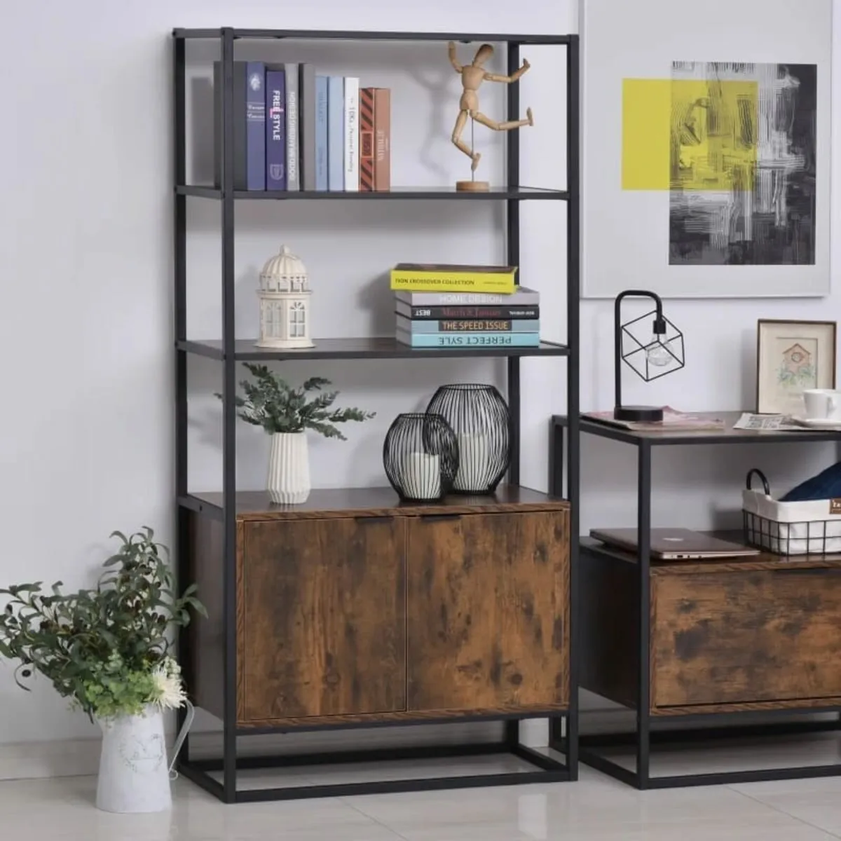 Storage Cabinet with 3 Open Shelves Cupboard Frees - Image 3