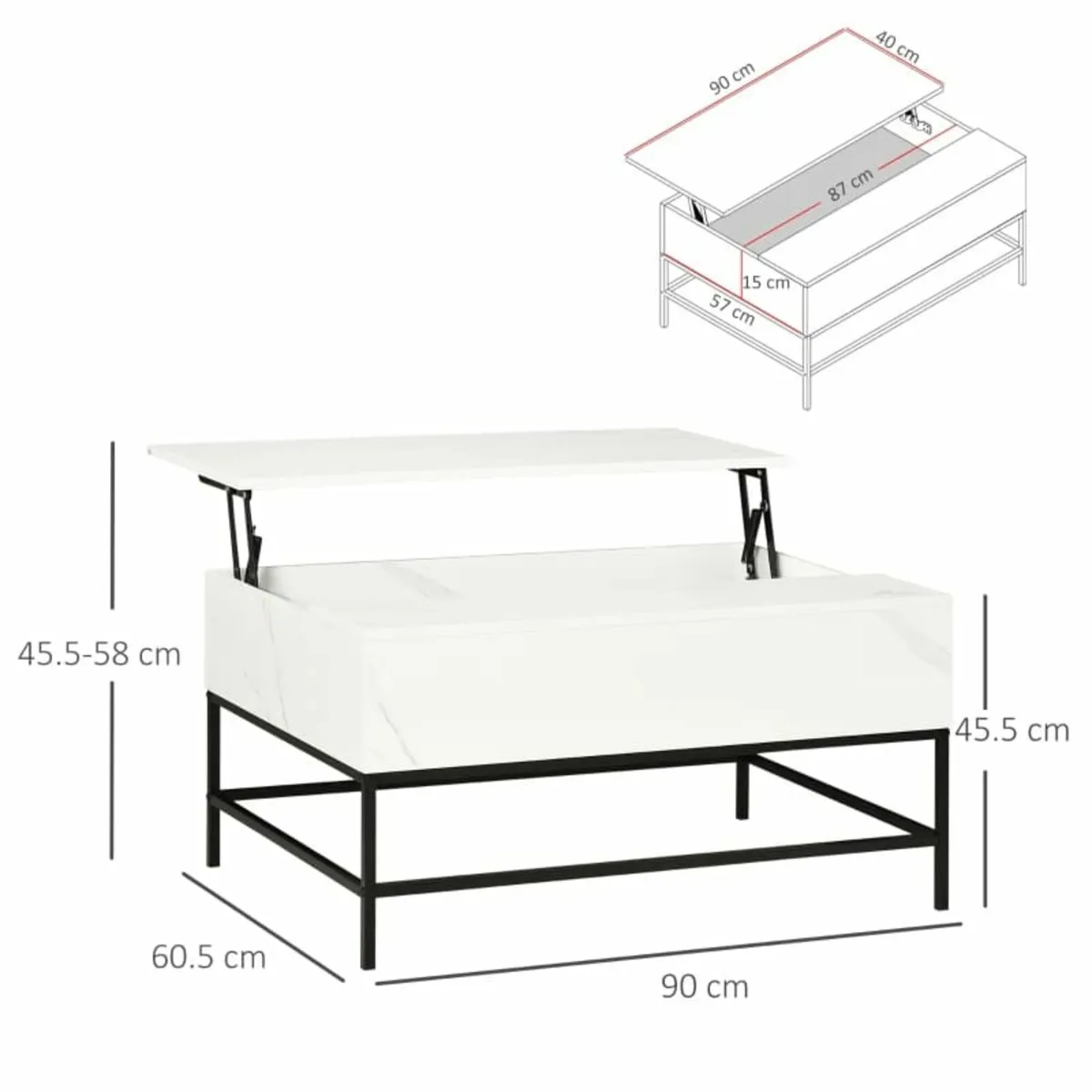 Modern Lifting Coffee Table with Hidden Compartmen - Image 4
