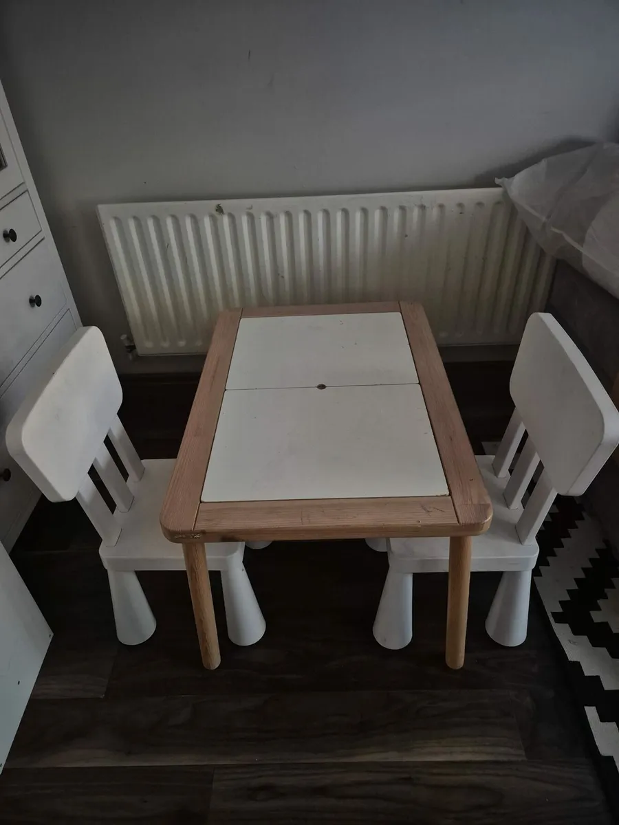 Ikea kids table with Storage & Chairs - Image 1