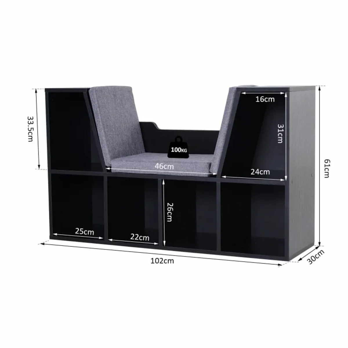 Bookcase Storage Shelf with Cushioned Reading Seat - Image 2