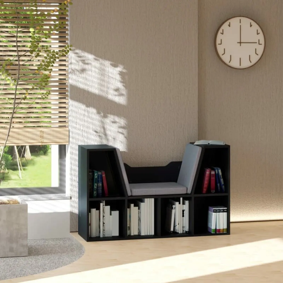 Bookcase Storage Shelf with Cushioned Reading Seat - Image 3