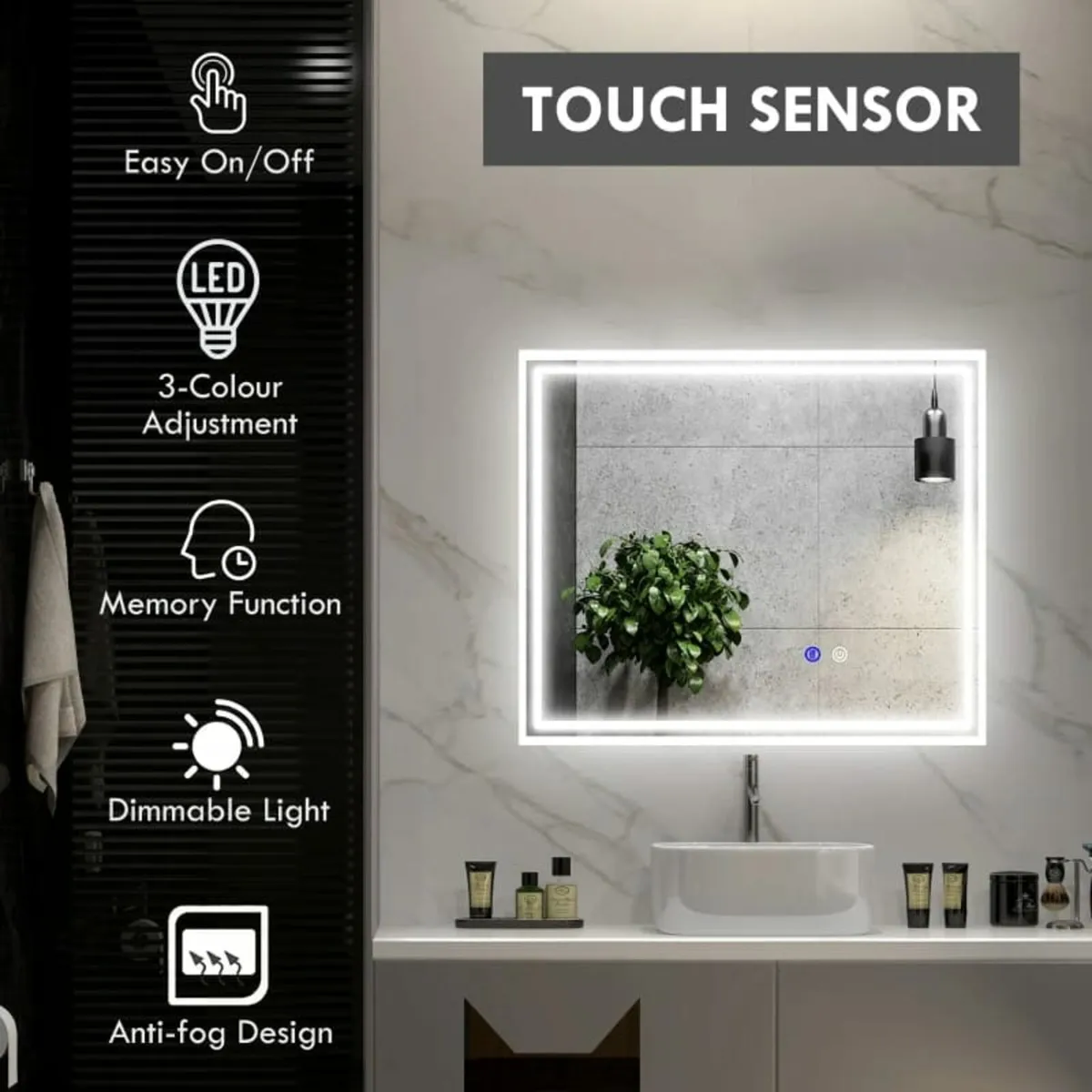 LED Bathroom Mirror with Lights, Illuminated Makeu - Image 4