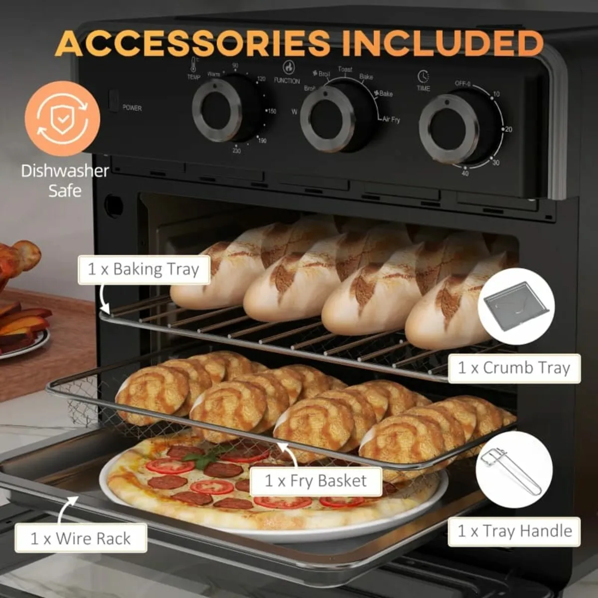 20L 90-230℃ Mini Convection Oven, with Air Fry Fun - Image 3