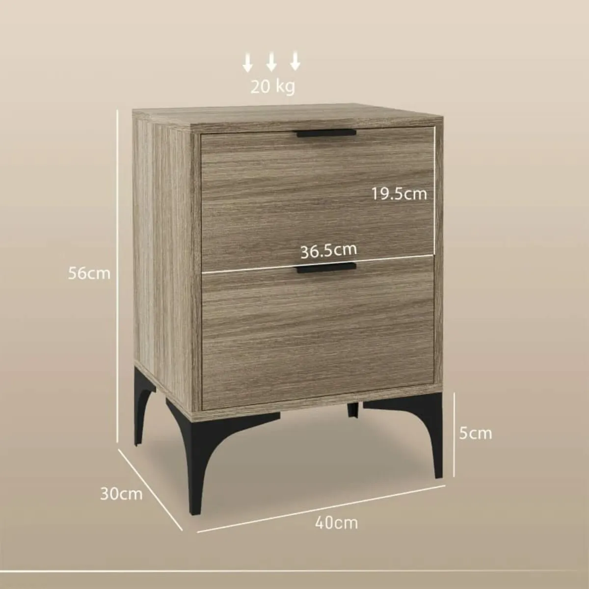 Set of Two Wood Effect Bedside Tables - Image 2