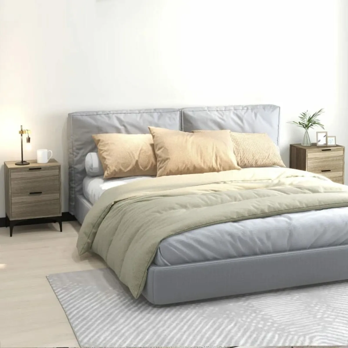 Set of Two Wood Effect Bedside Tables - Image 3
