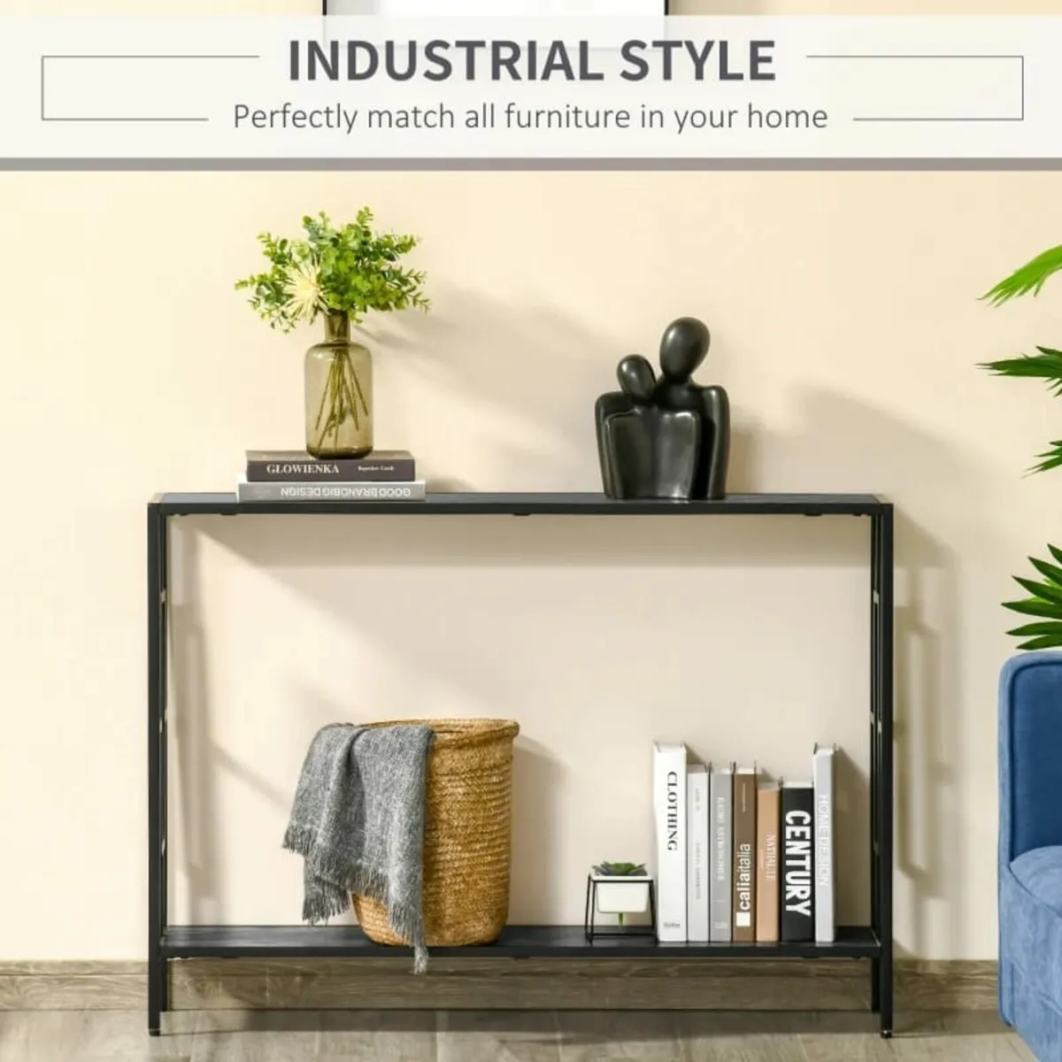 Industrial Console Table with Storage Shelf, Narro - Image 4