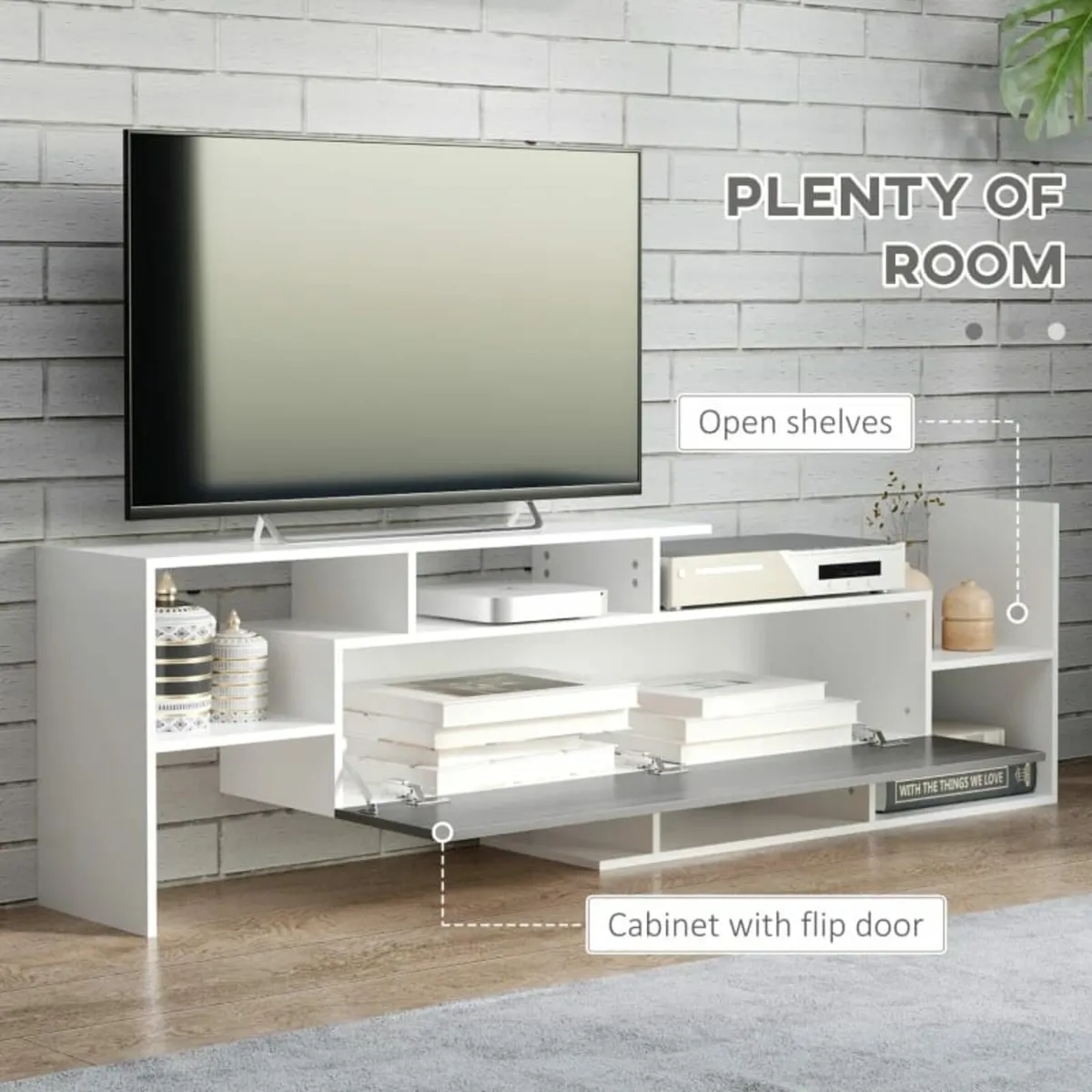 Modern TV Cabinet with Wall Shelf, TV Unit with St - Image 2
