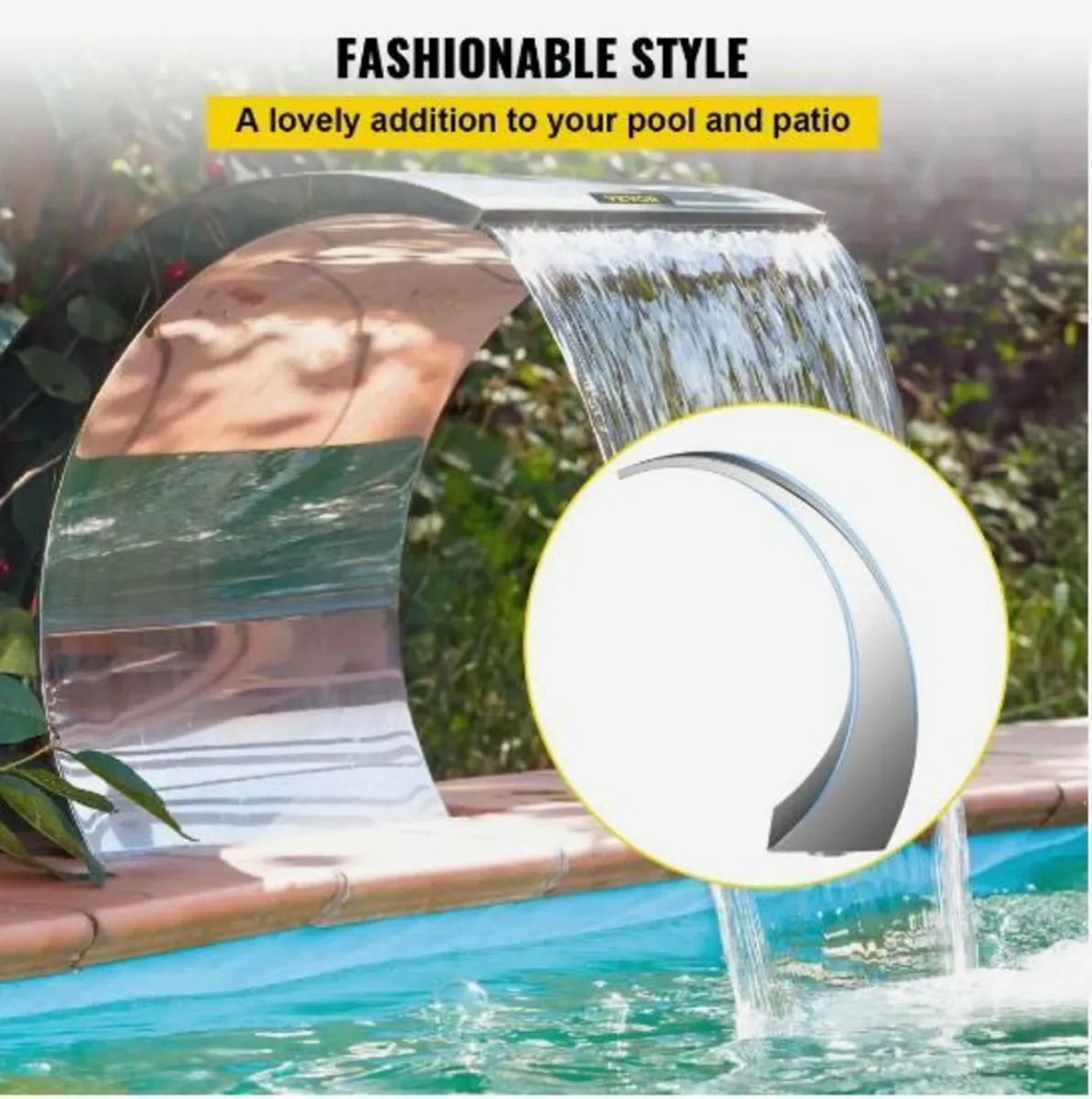 Pool Waterfall Fountain Stainless Steel - Image 4