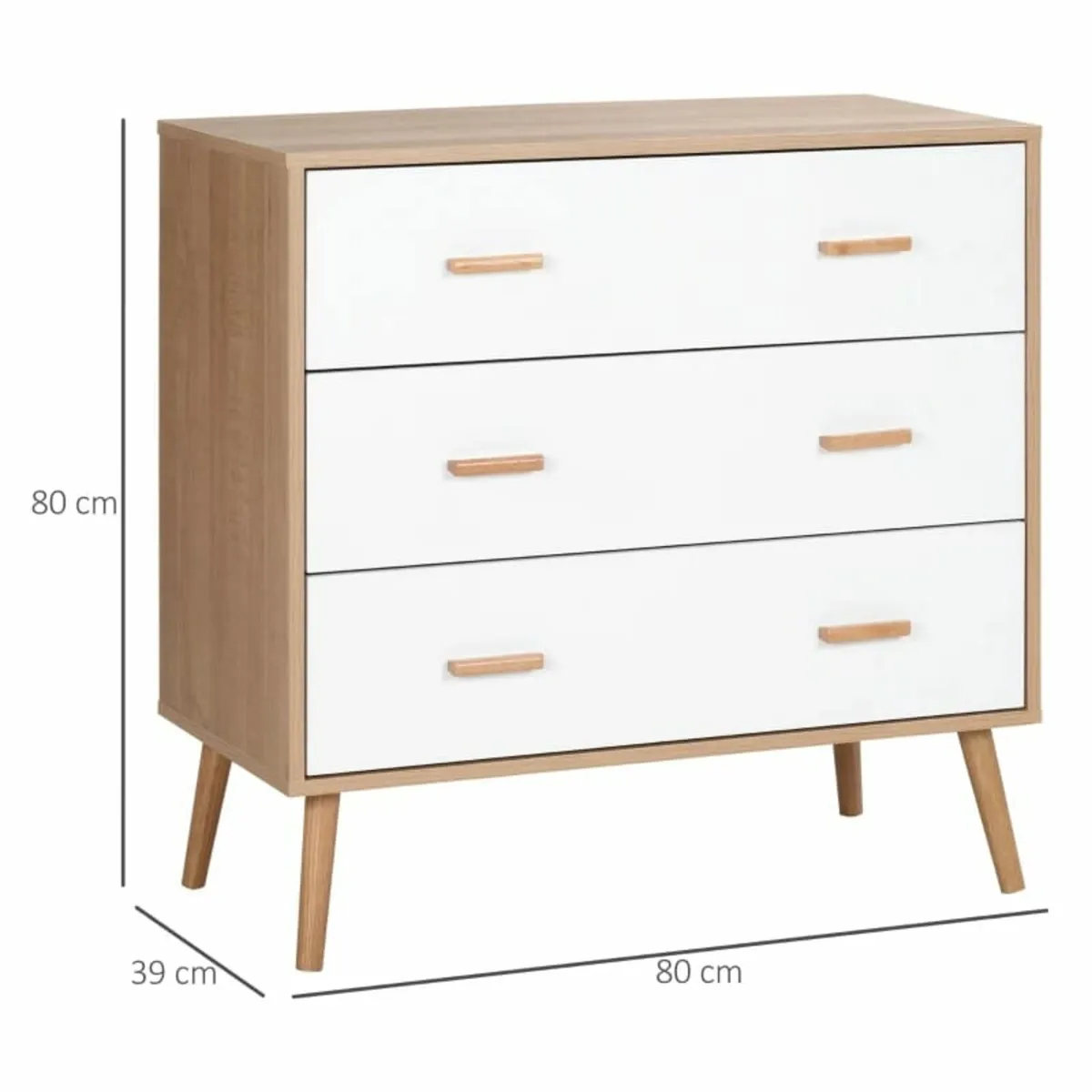 Chest of Drawers with 3 Drawers, Bedroom Cabinet, - Image 2