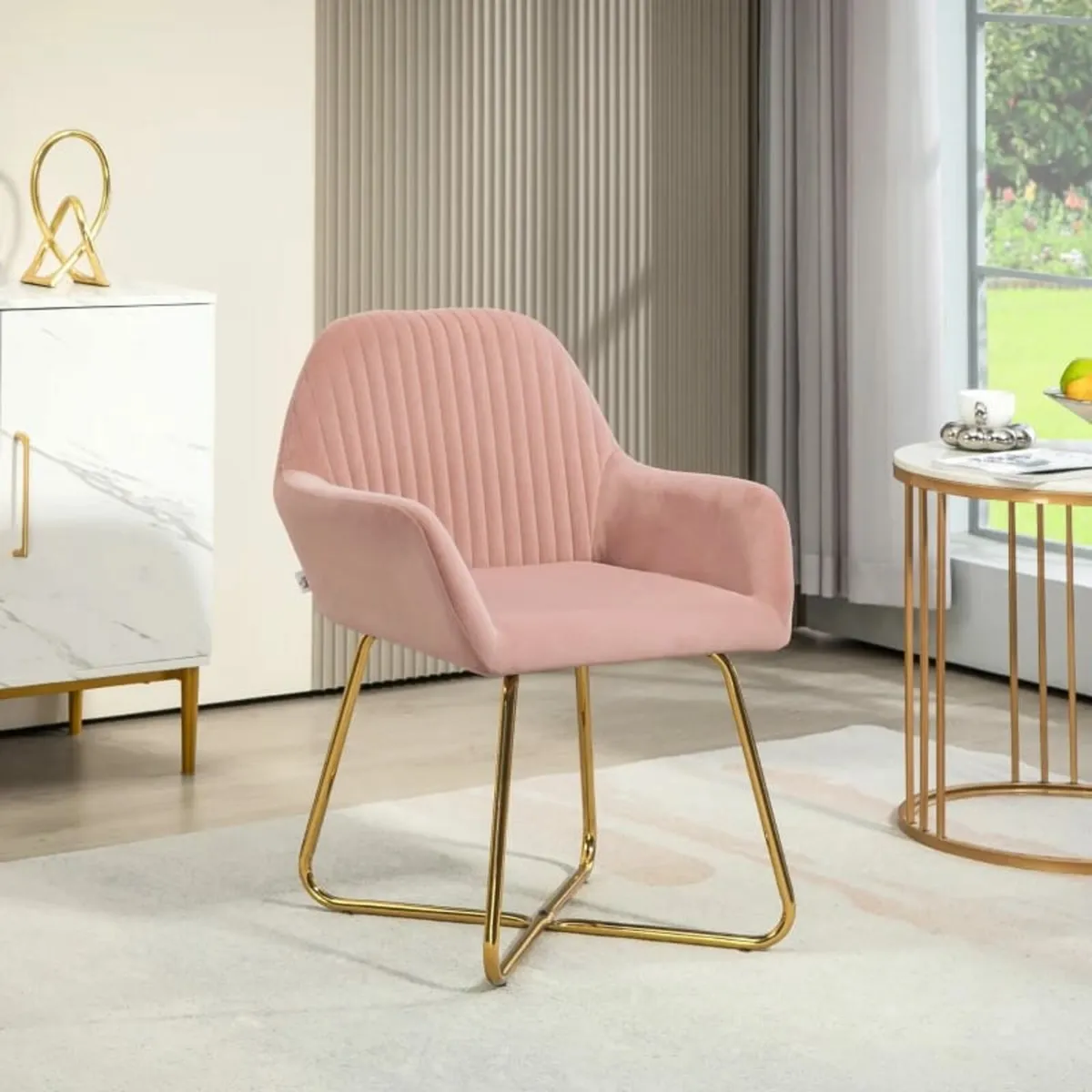 Modern Arm Chair Upholstered Accent Chair with Met - Image 3