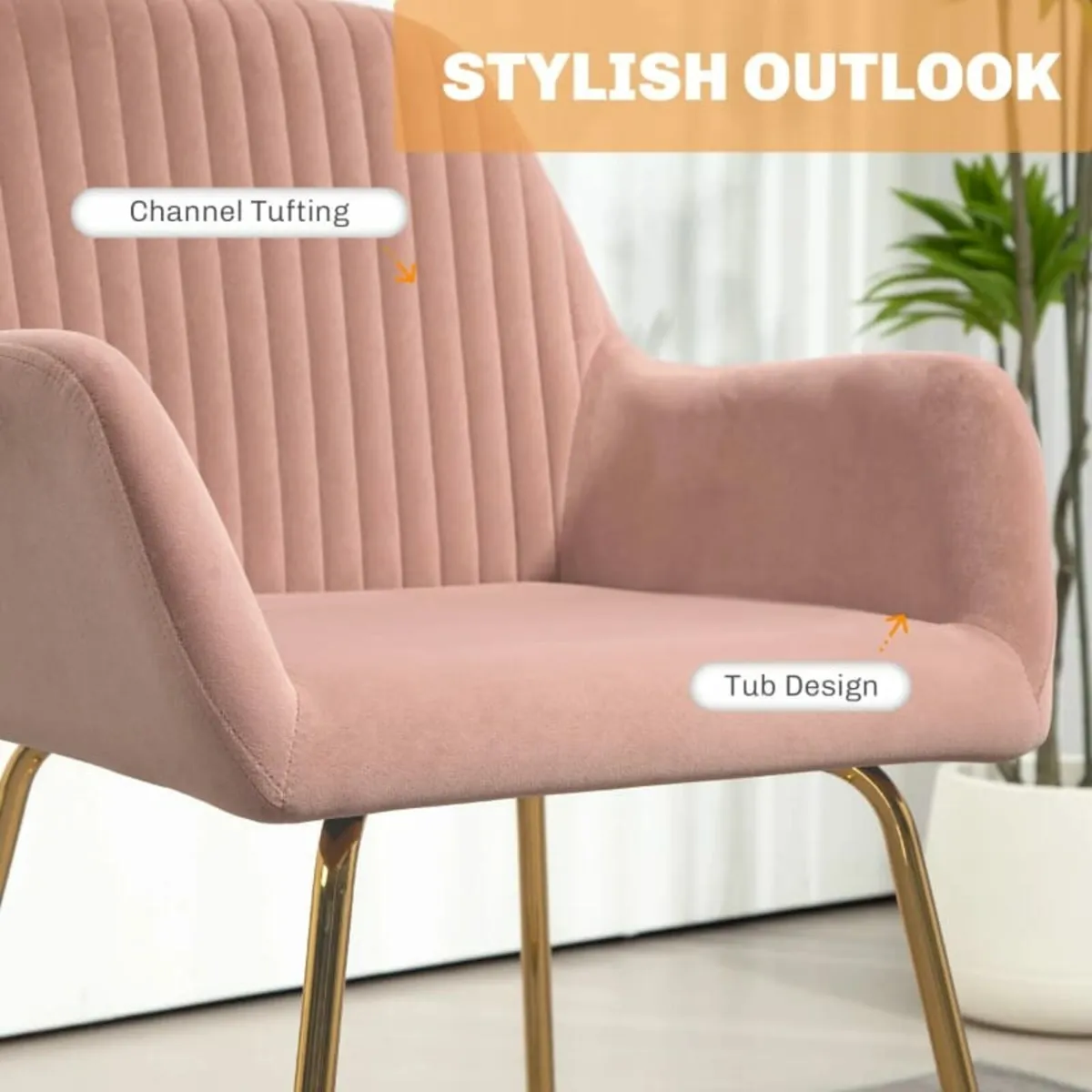 Modern Arm Chair Upholstered Accent Chair with Met - Image 4