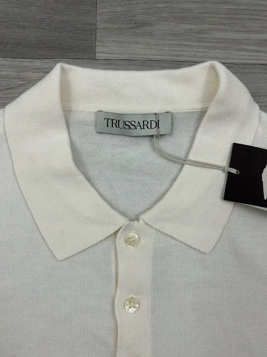 NEW Trussardi Slik Blend Short Sleeve Sweater Polo - Image 3