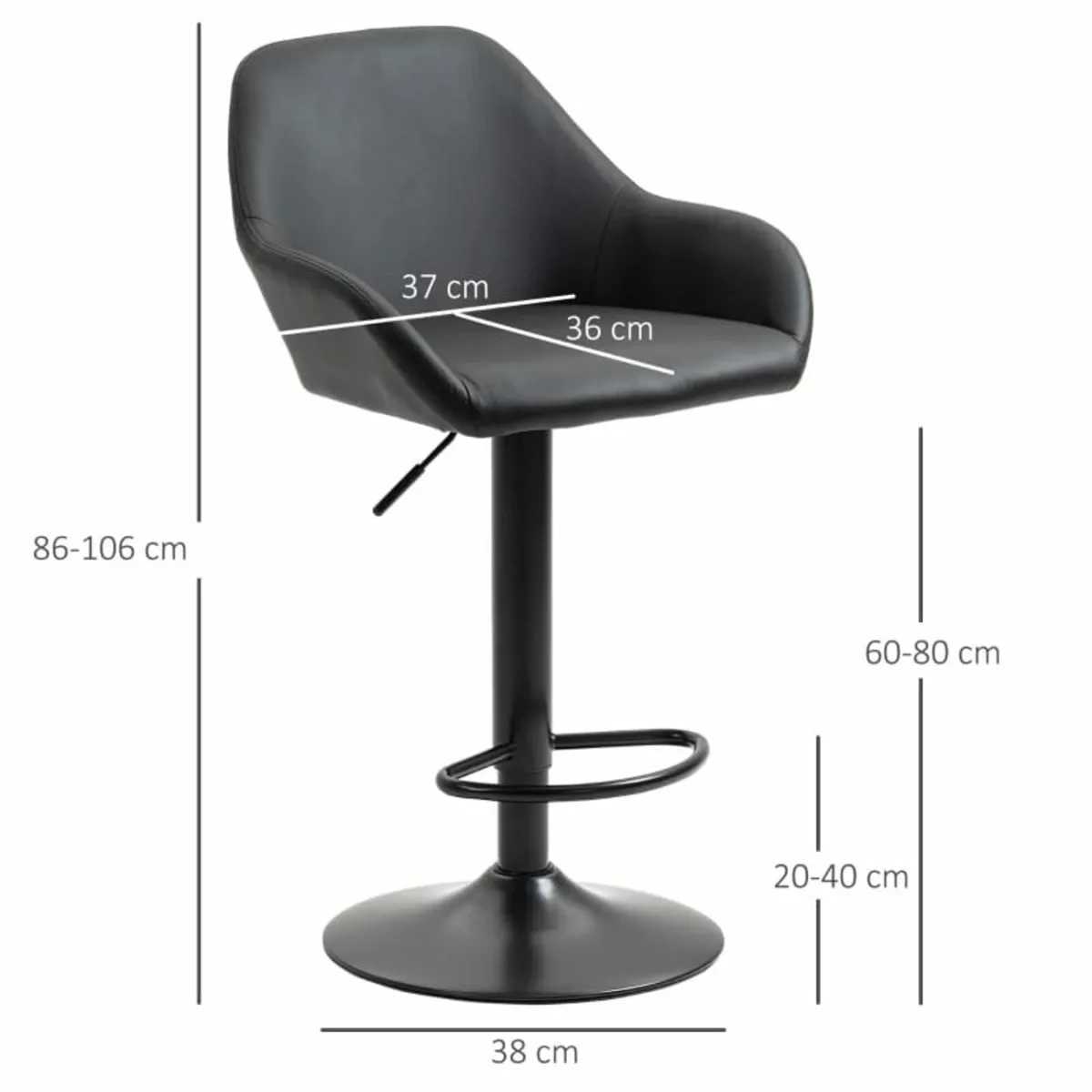Adjustable Bar Stools Set of 2, Swivel Barstools w - Image 2