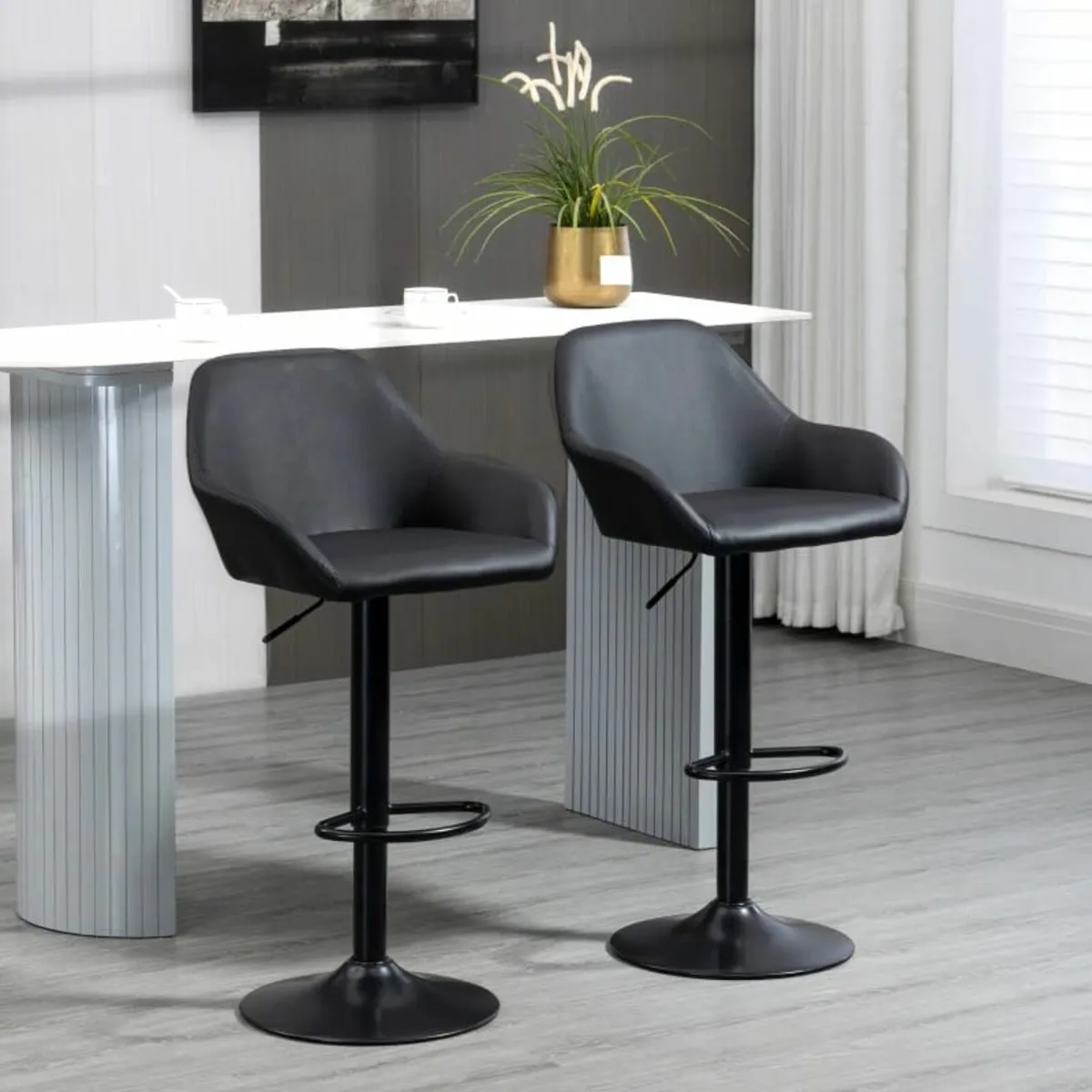 Adjustable Bar Stools Set of 2, Swivel Barstools w - Image 3