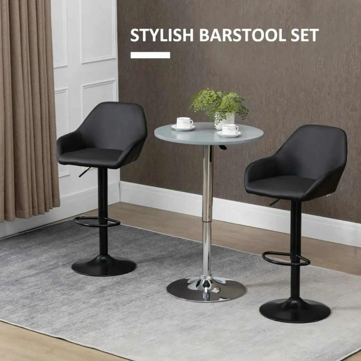 Adjustable Bar Stools Set of 2, Swivel Barstools w - Image 4