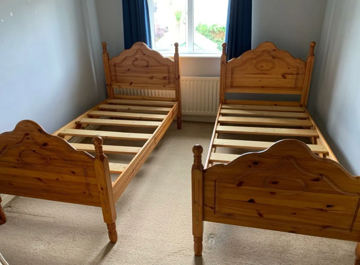 2 x Matching Good Quality Wooden Single Bed Frames