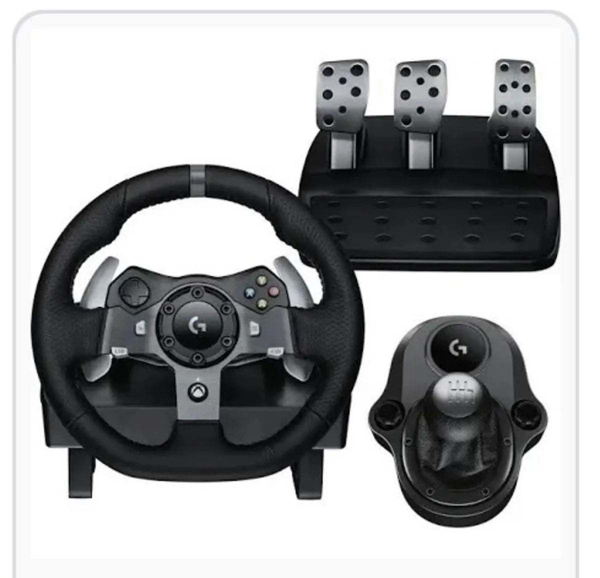Steering wheel pedals and gear stick