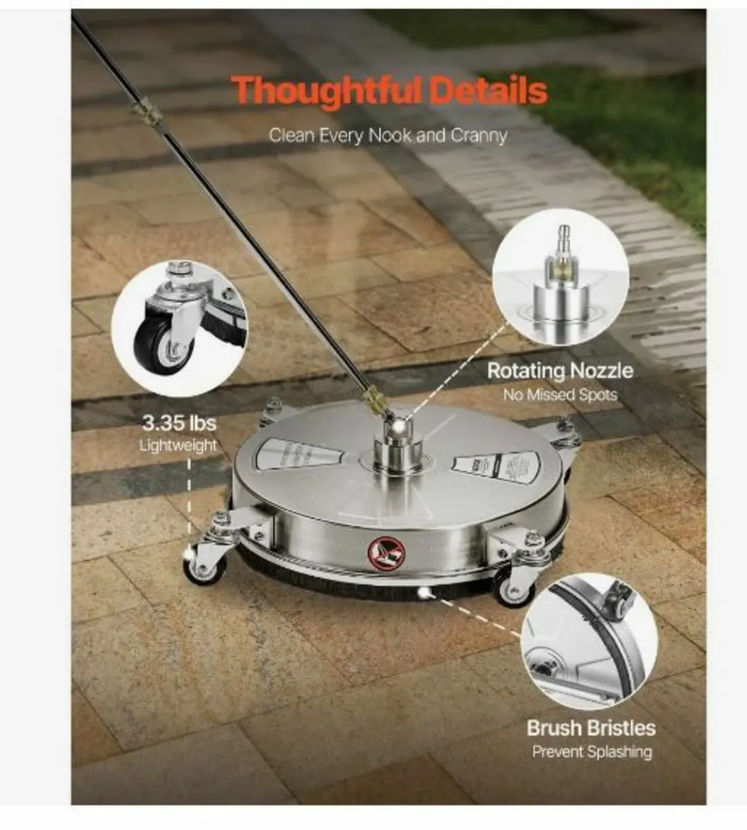 15" Pressure Washer Surface Cleaner 4 Wheels - Image 4