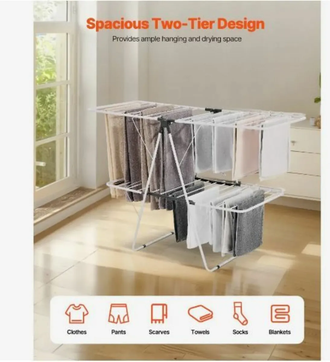 2-Tier Foldable Clothes Drying Rack - Image 2