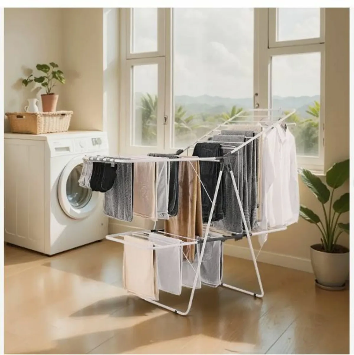2-Tier Foldable Clothes Drying Rack - Image 4