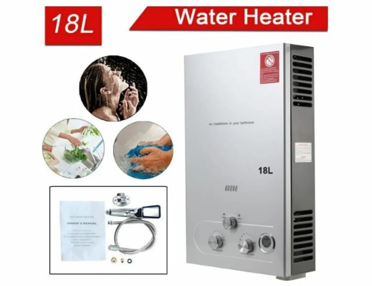 Tankless Gas Water Heater, 18L Outdoor Gas Propane - Image 1