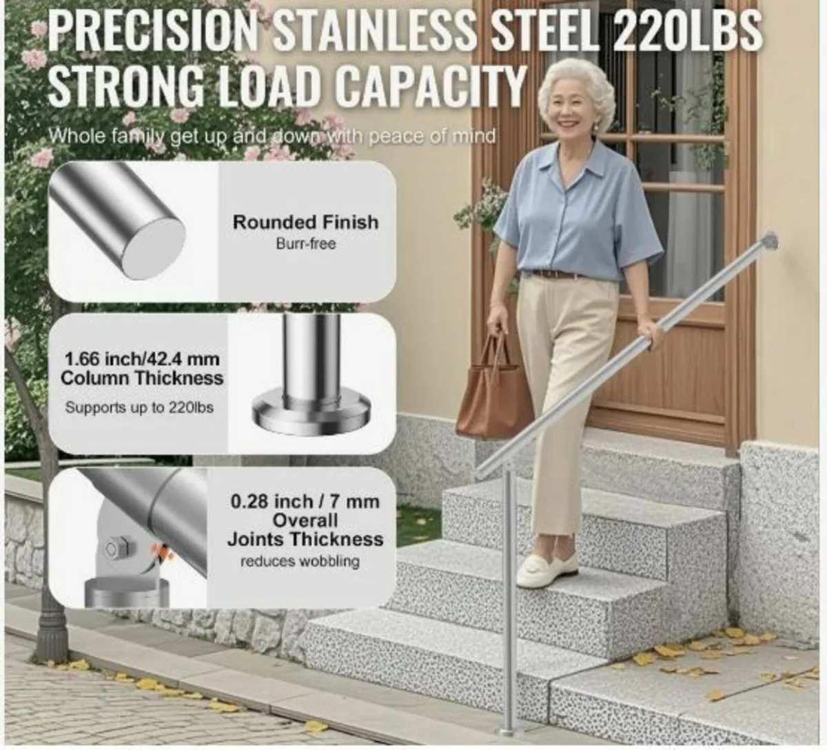47.3in 120cm Handrails for Outdoor - Image 3