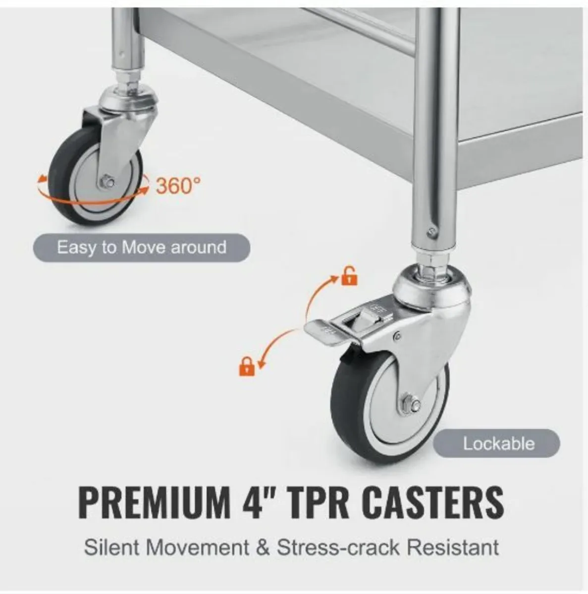 Medical Cart, 2 Layers Stainless Steel - Image 1